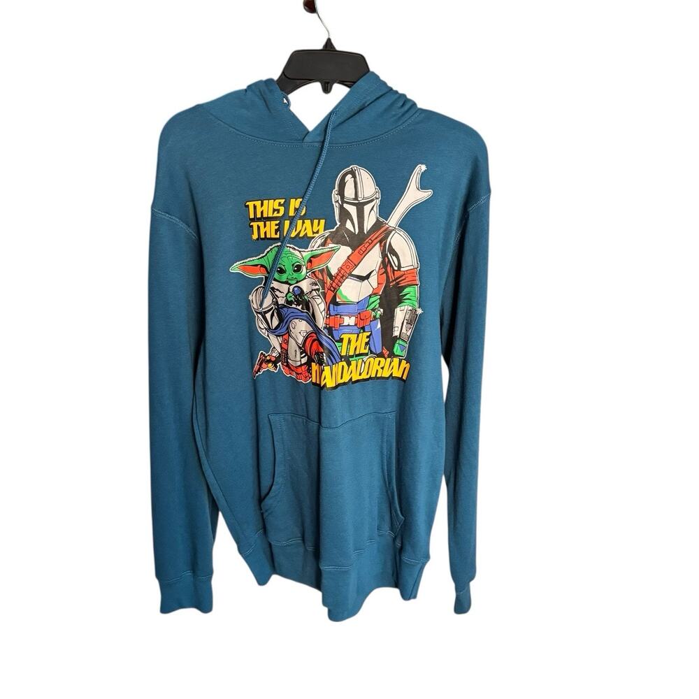 Star Wars Mandalorian Pullover Hoodie Blue/Green Men's Size Medium